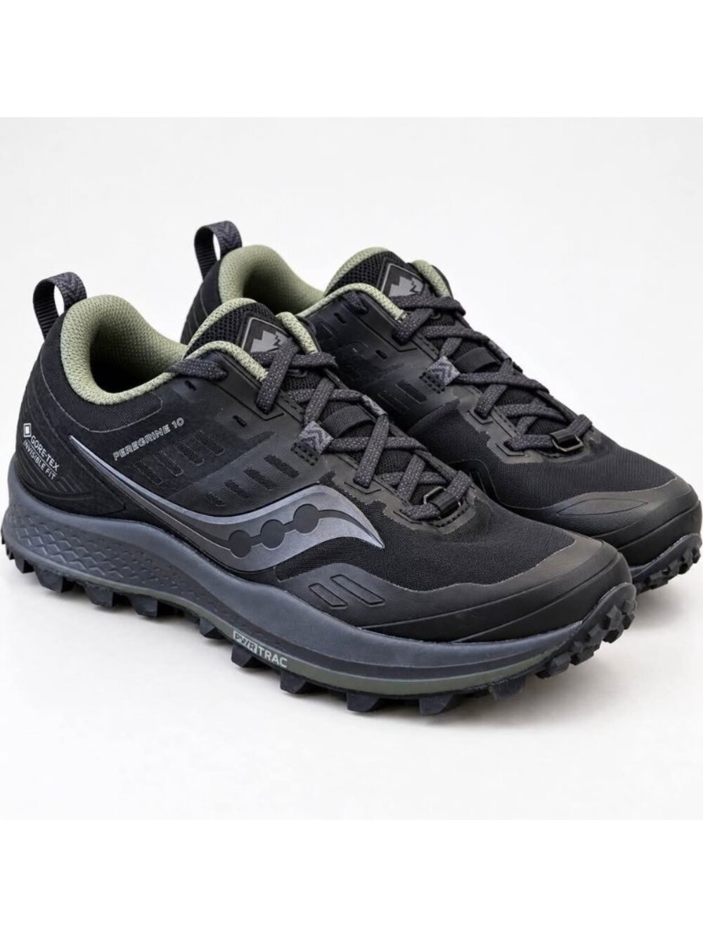 Saucony Peregrine 10 GTX Gore Tex Black Pine Trail Running Shoes Men’s 11